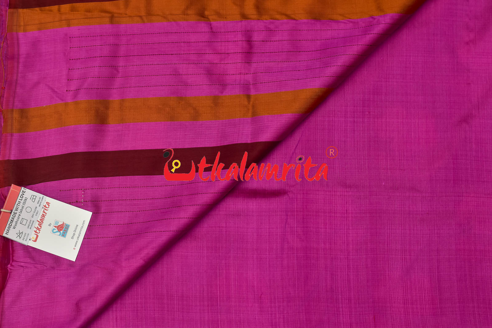 Maroon Pink Hibiscus Khandua Silk Saree