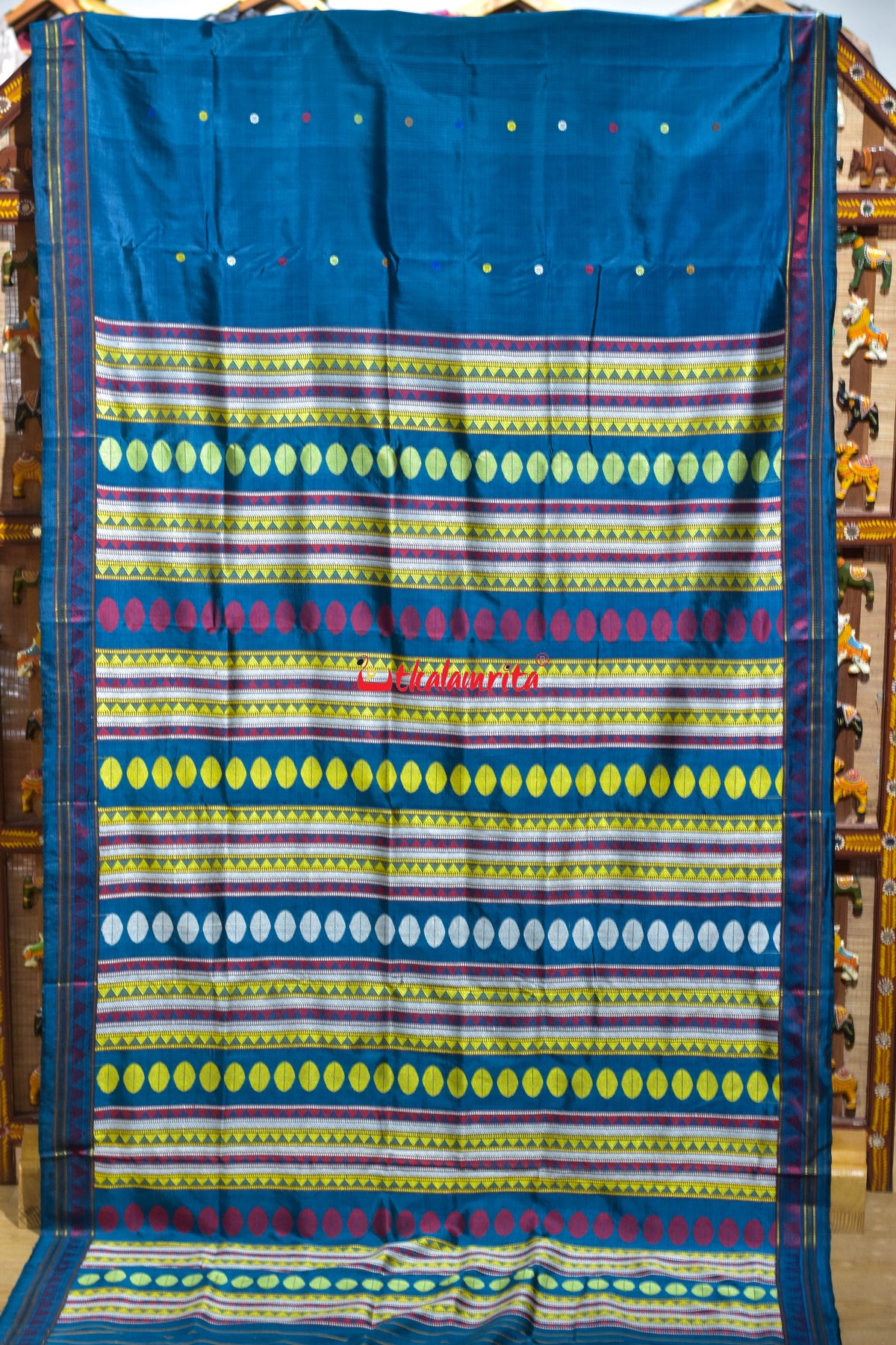 Copper Sulphate Double Aanchal Dongria Silk Saree