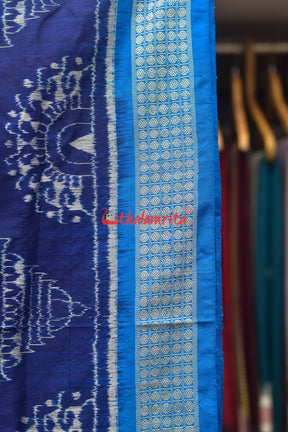 Mandira Design Prussian Blue Sambalpuri Silk Saree
