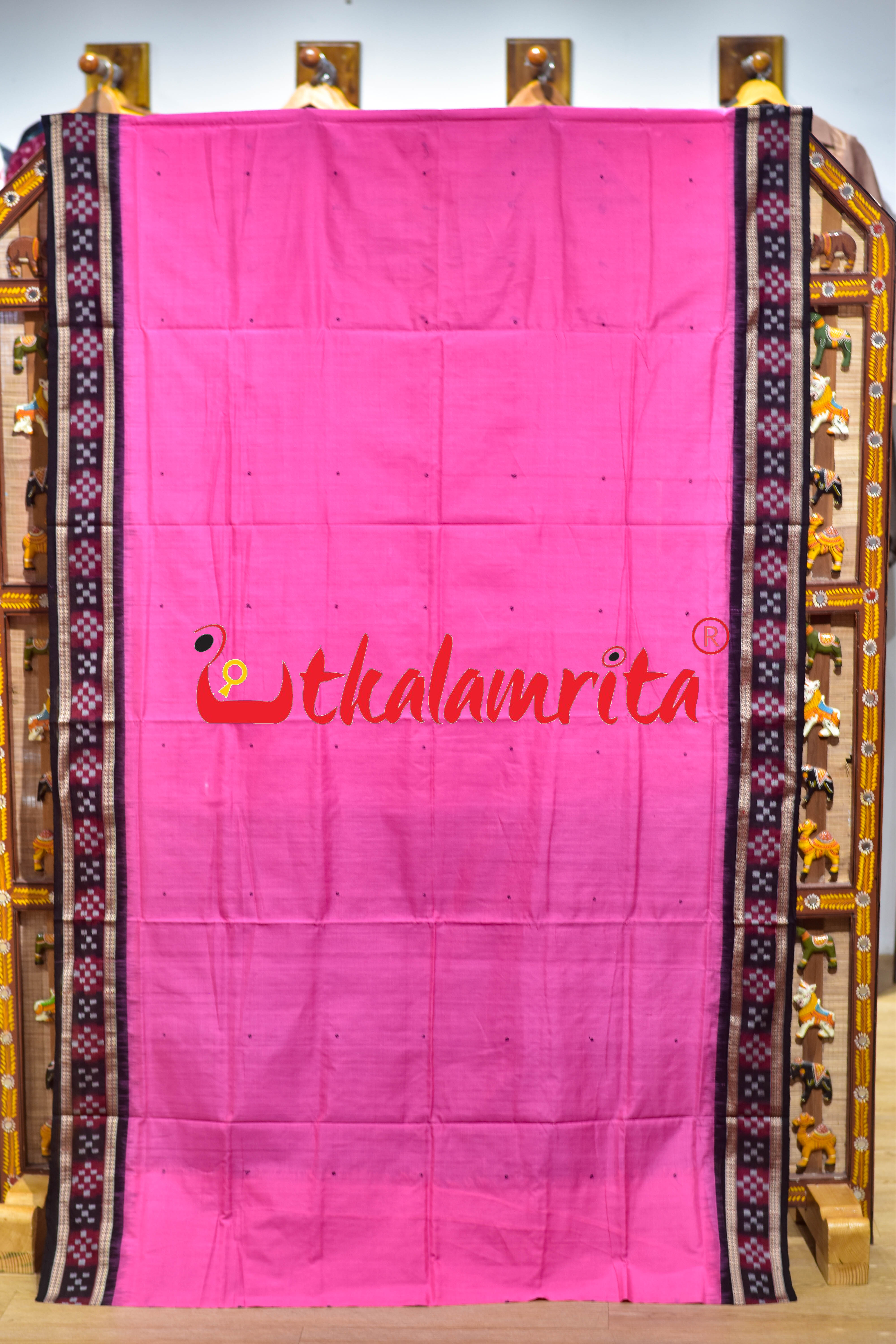 Pink Pasapali Border Sambalpuri Cotton Saree