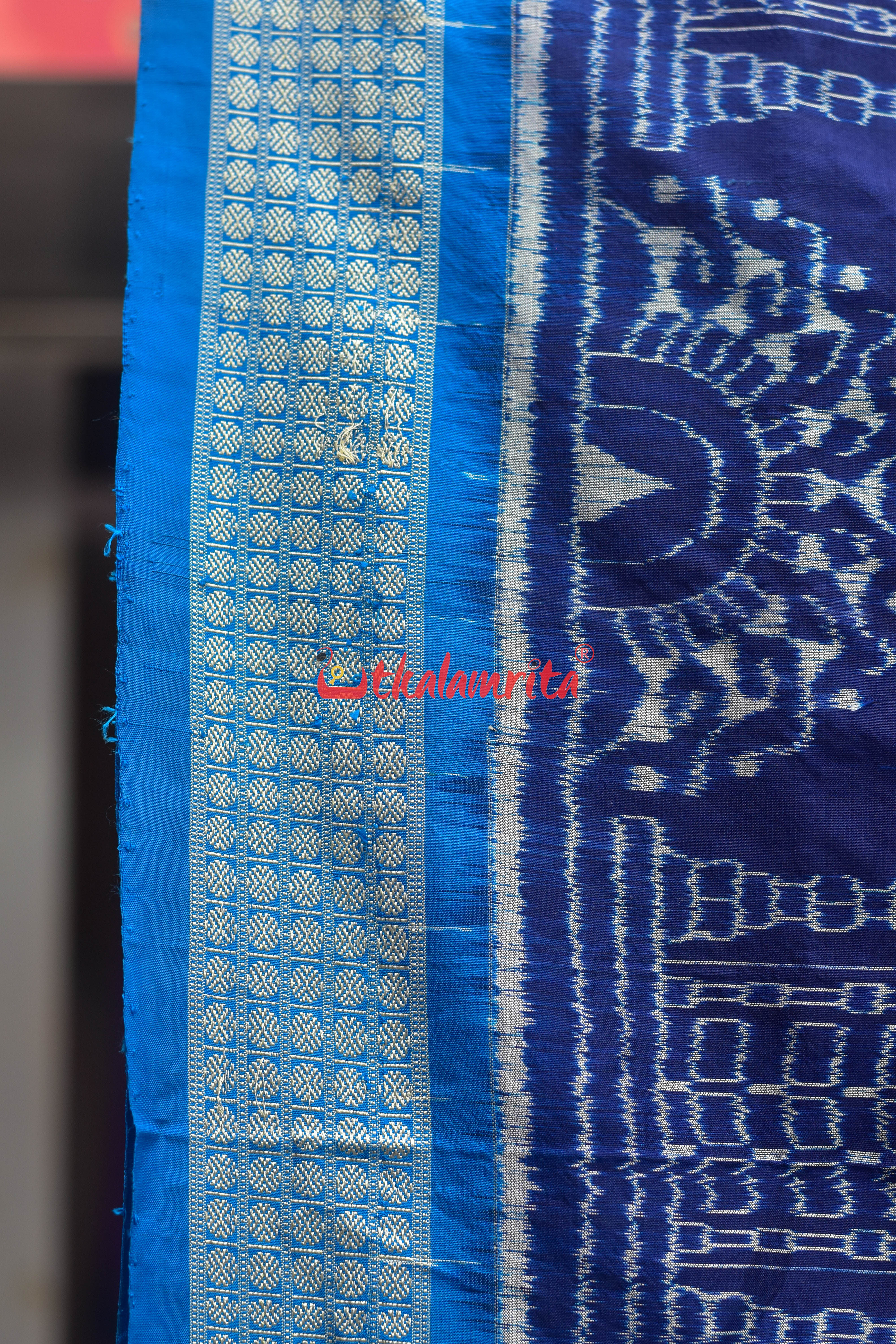 Mandira Design Prussian Blue Sambalpuri Silk Saree