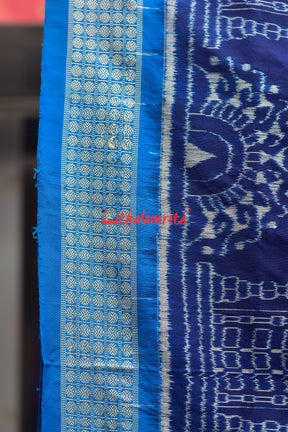 Mandira Design Prussian Blue Sambalpuri Silk Saree