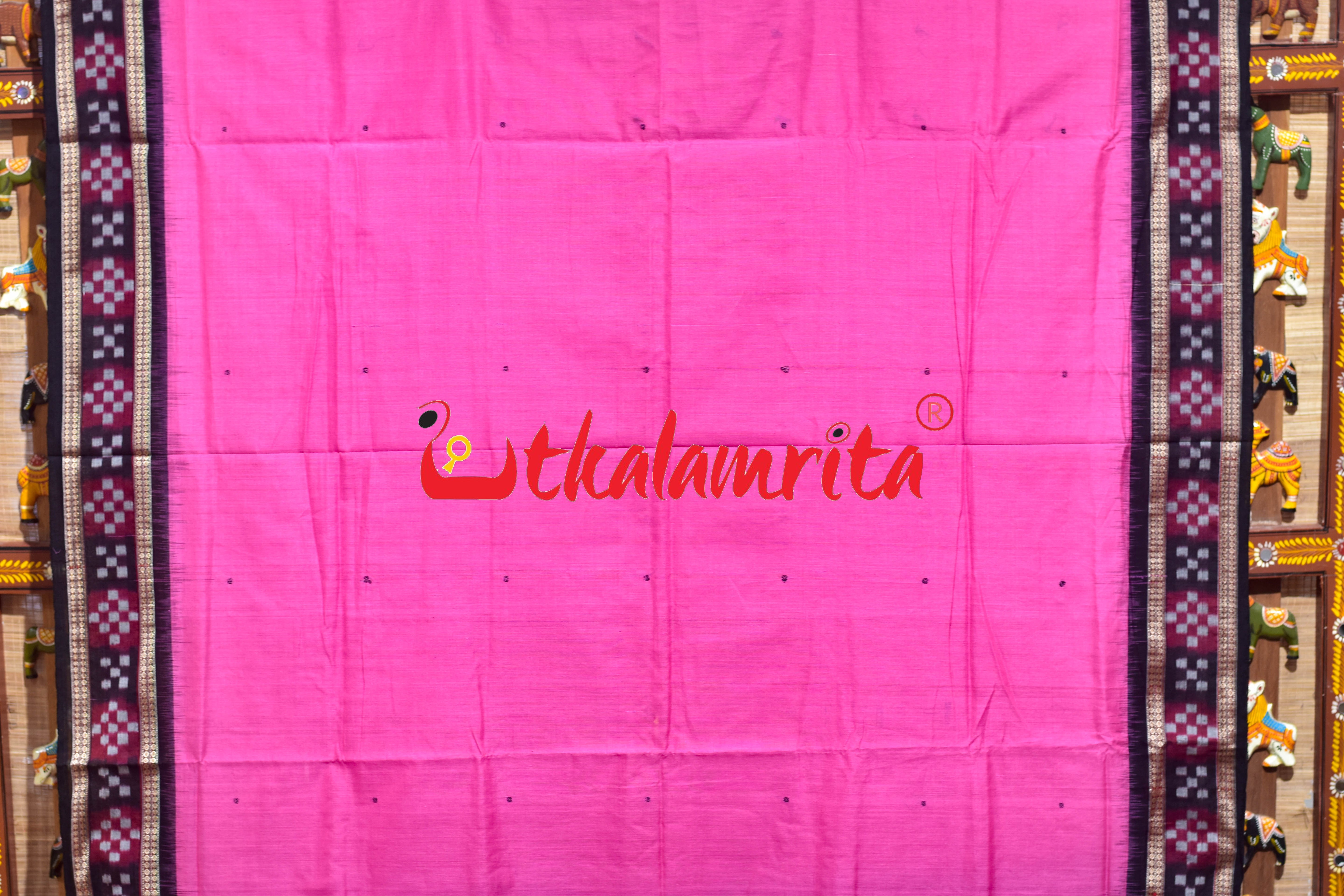 Pink Pasapali Border Sambalpuri Cotton Saree