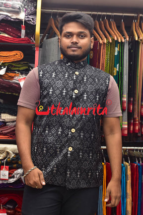 Black Tribals Sambalpuri Bandha Silk (Modi Jacket)