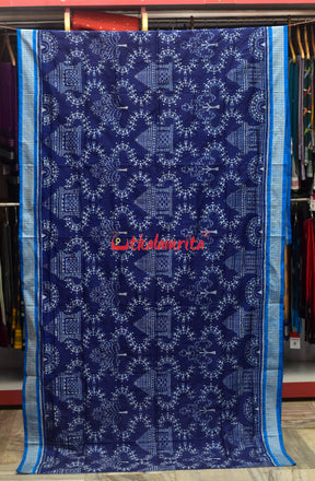 Mandira Design Prussian Blue Sambalpuri Silk Saree