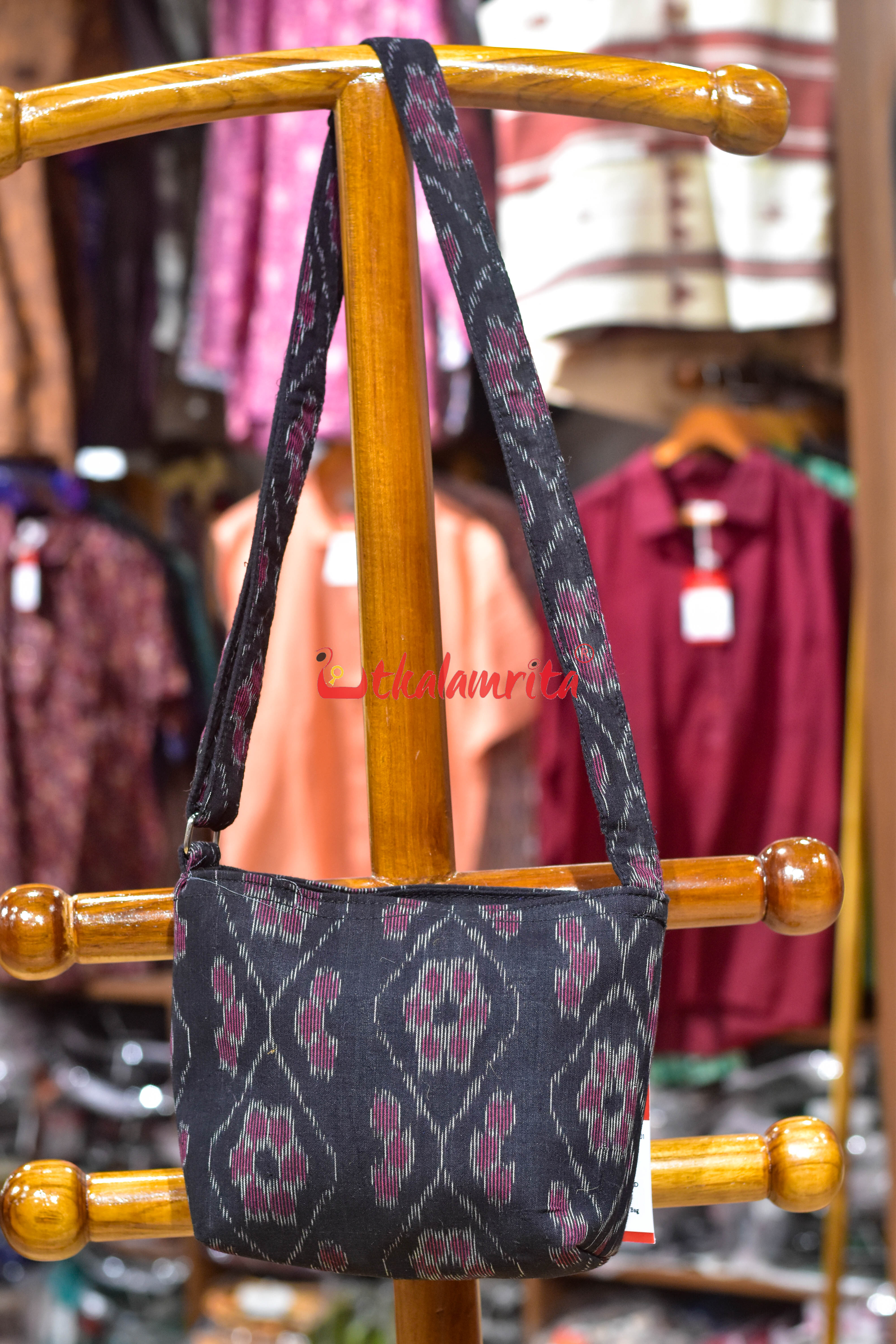 Black Flower Bandha Small Sling Bag