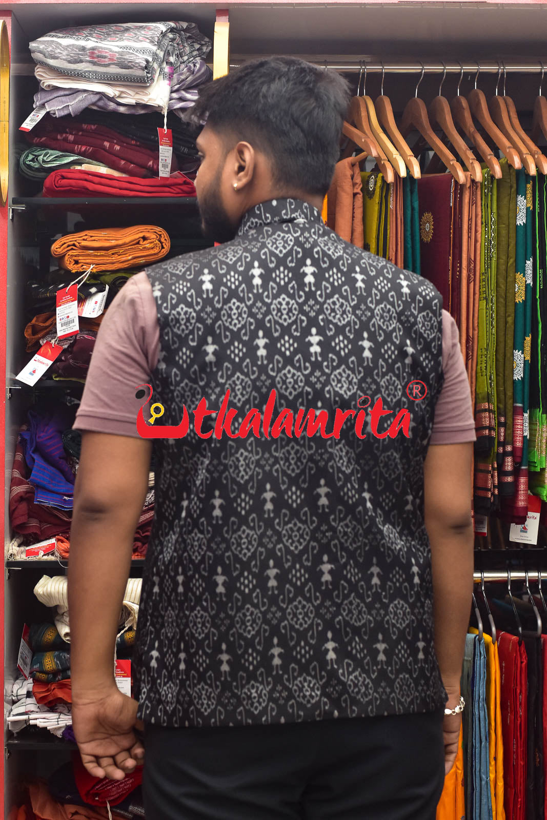 Black Tribals Sambalpuri Bandha Silk (Modi Jacket)