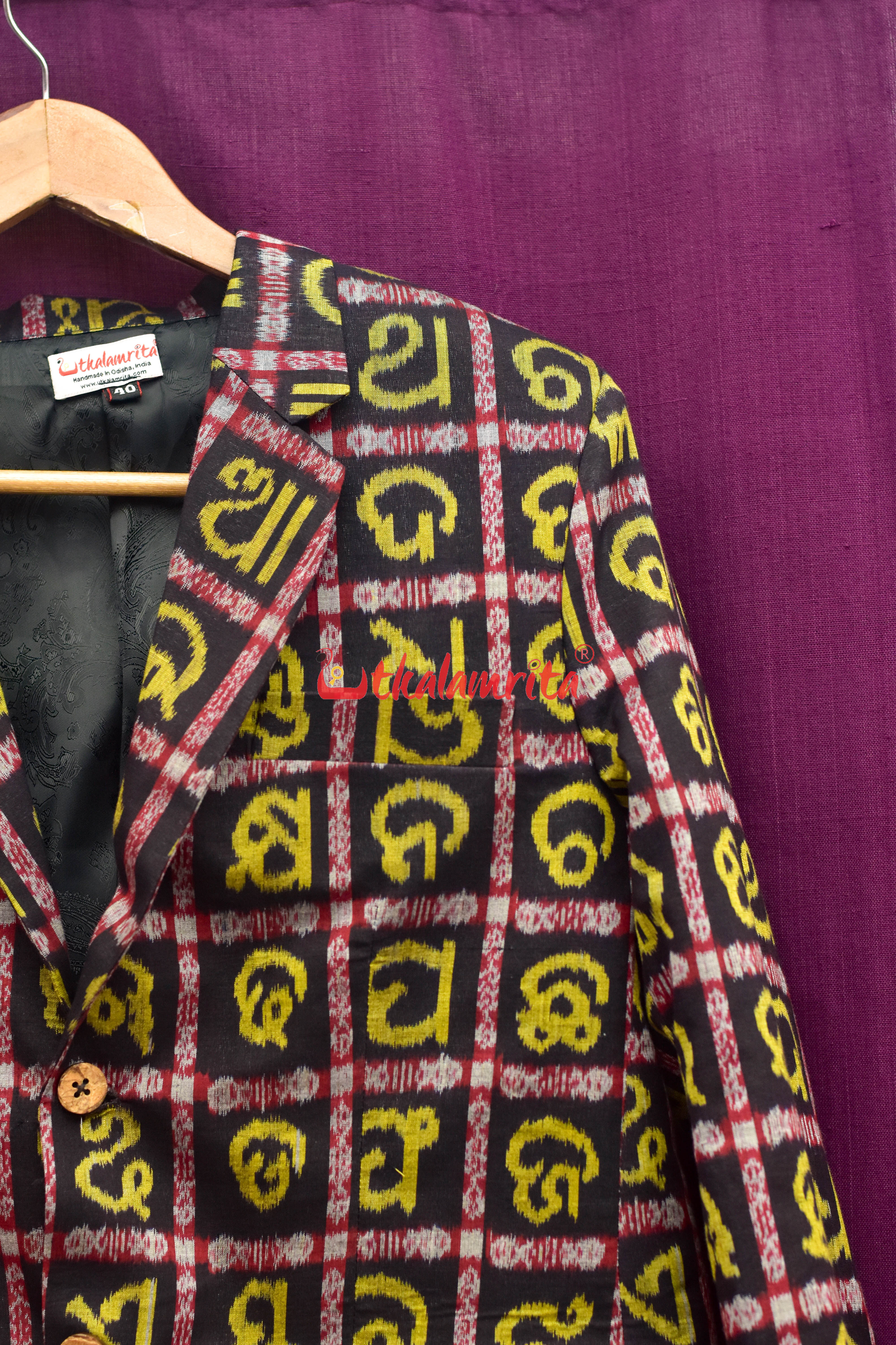 Yellow Odia Alphabets (Men's Blazer)