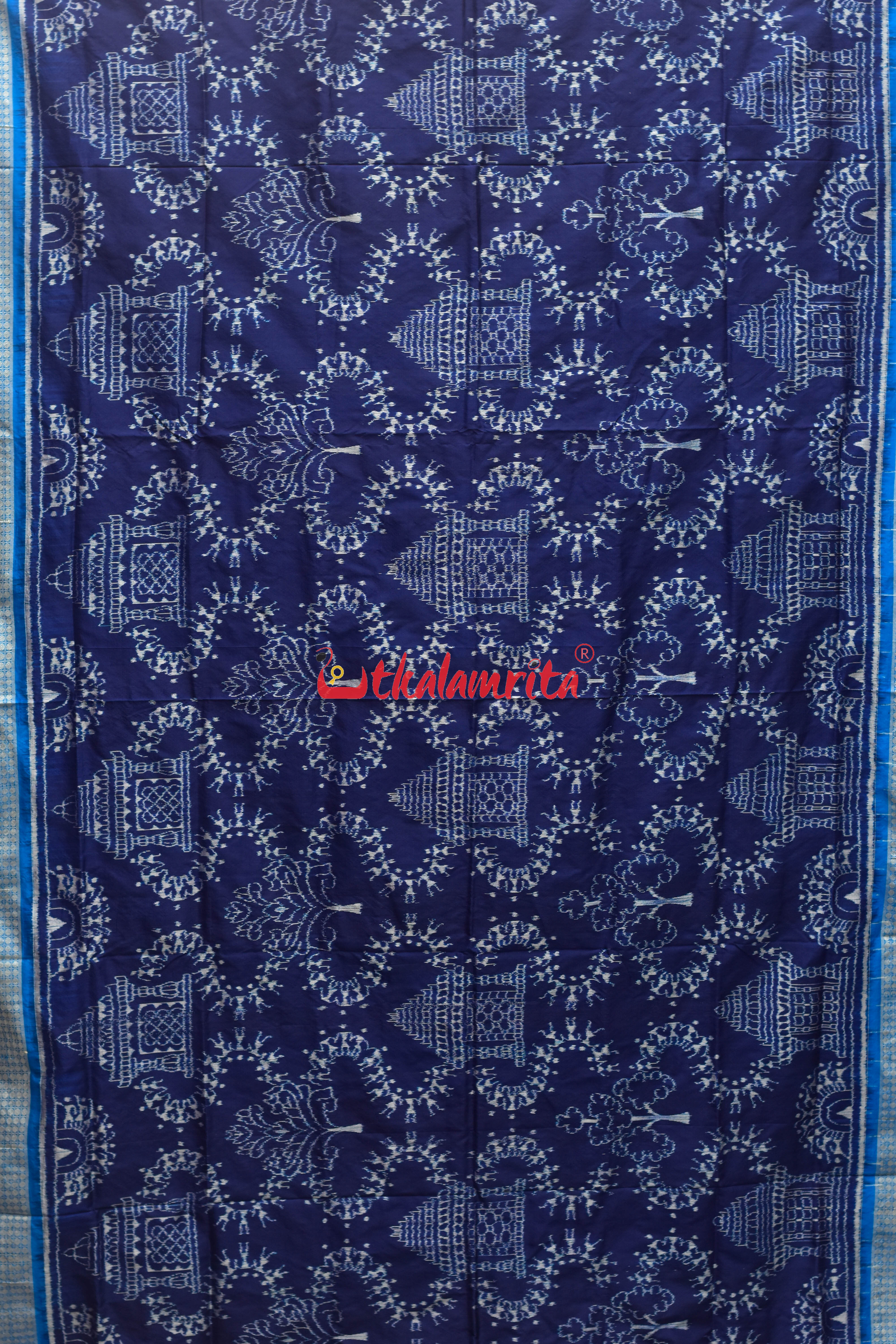 Mandira Design Prussian Blue Sambalpuri Silk Saree