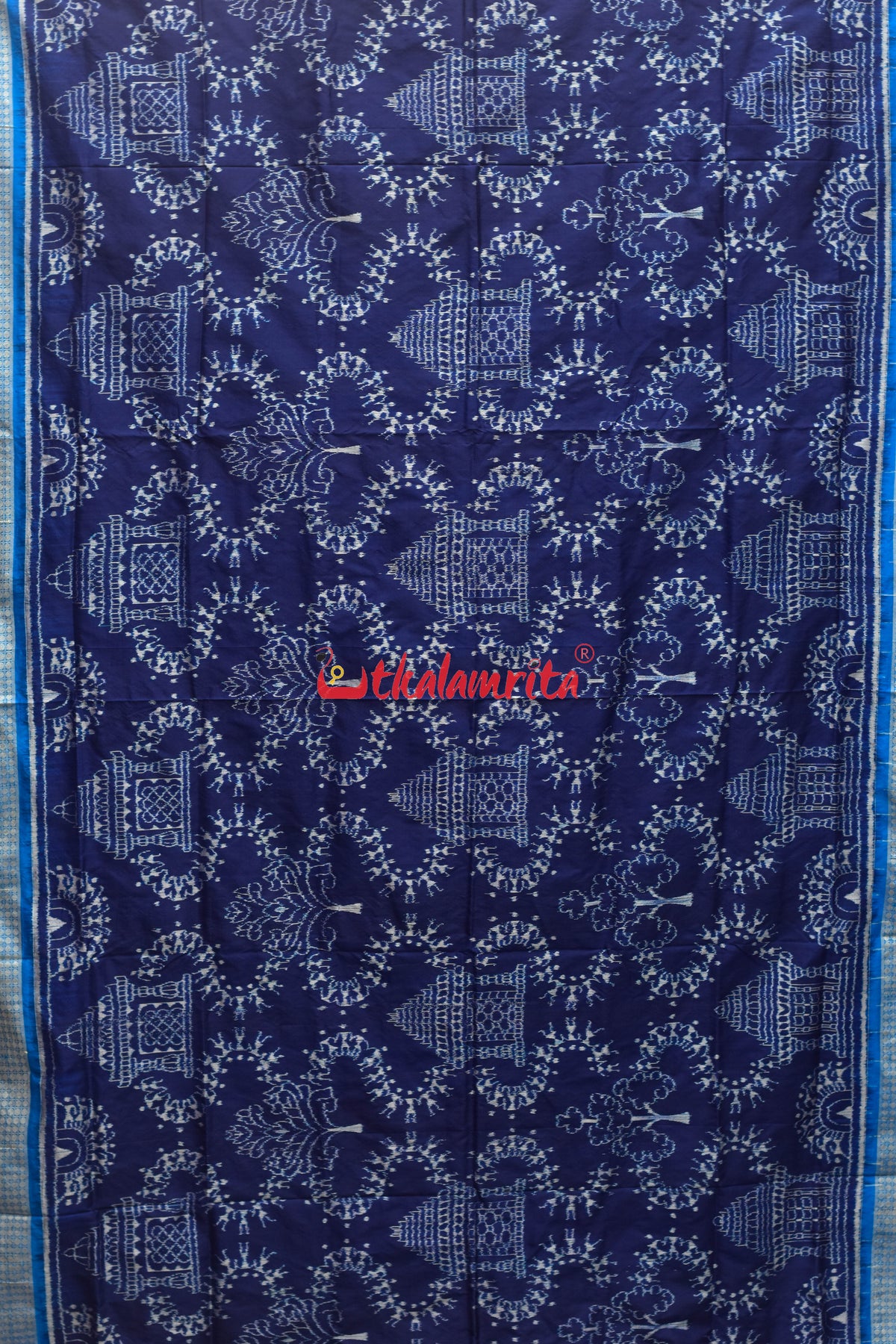 Mandira Design Prussian Blue Sambalpuri Silk Saree