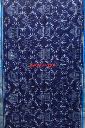 Mandira Design Prussian Blue Sambalpuri Silk Saree