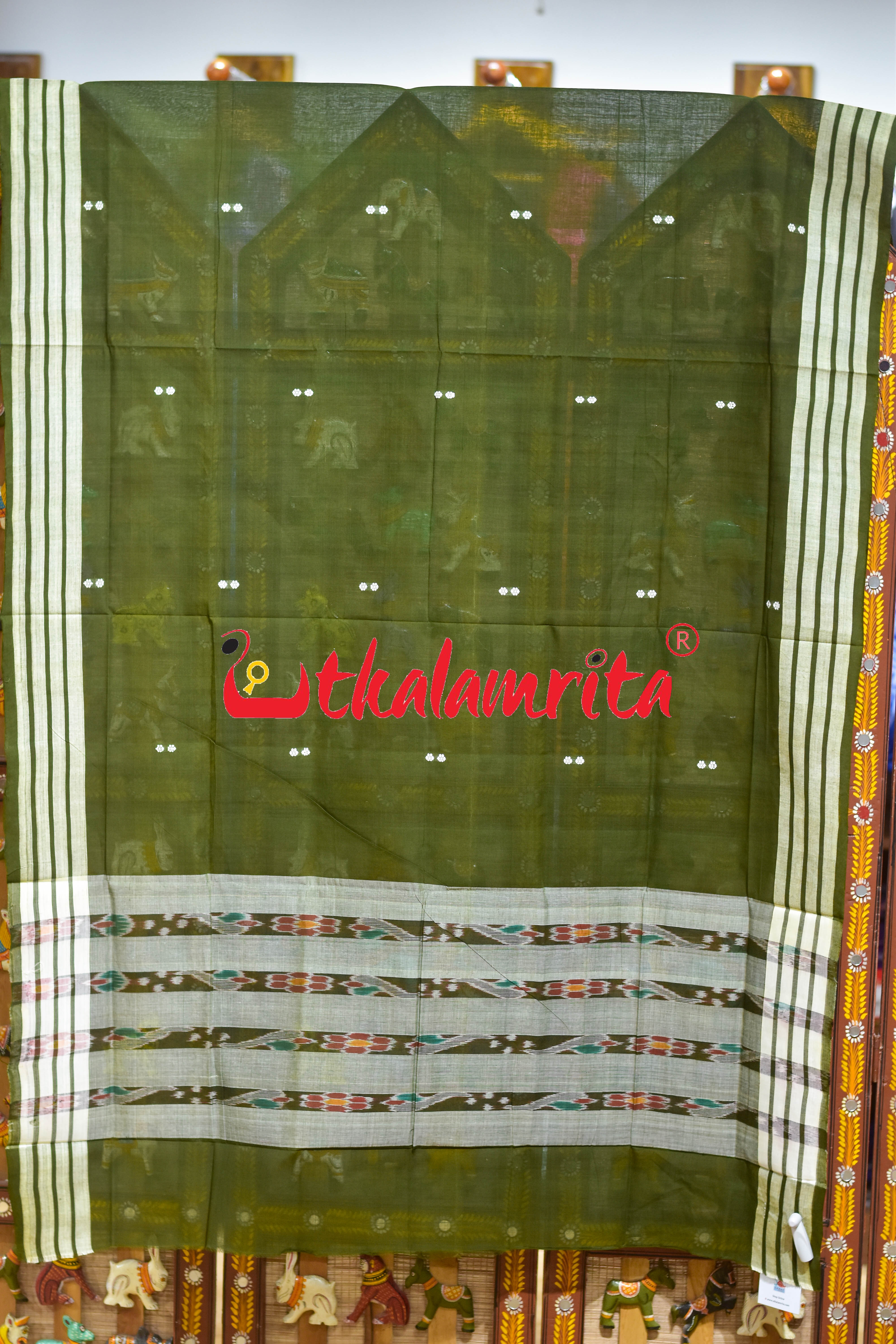 Mehendi Green Pittala Single Cotton (Dupatta)
