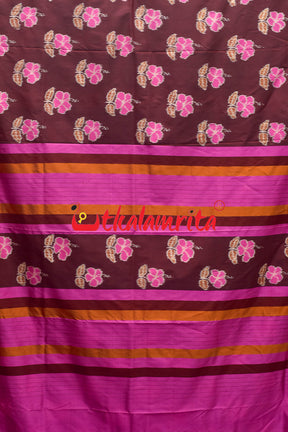 Maroon Pink Hibiscus Khandua Silk Saree