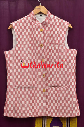 Checkerboard Pink White Ikat (Modi Jacket)