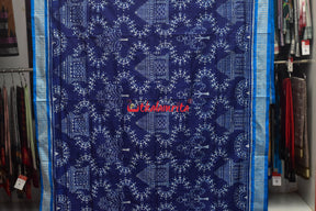 Mandira Design Prussian Blue Sambalpuri Silk Saree