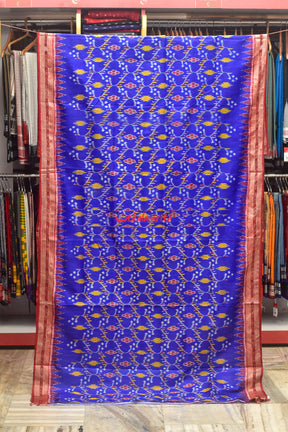 Blue Phula Tara Khandua Silk Saree