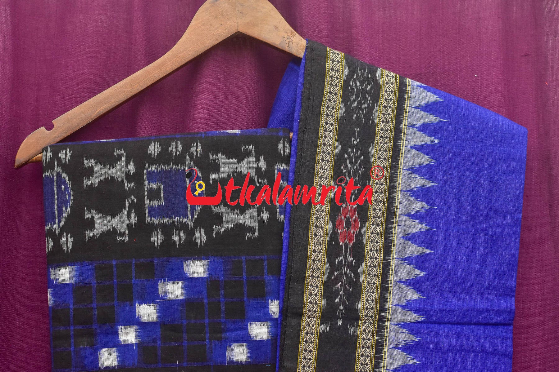 Pasapali Tribal Black Blue Sambalpuri Cotton Dress Set