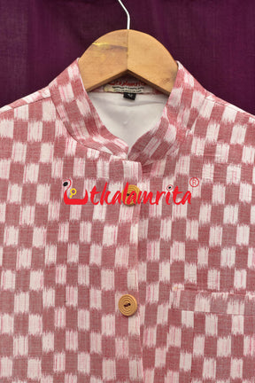 Checkerboard Pink White Ikat (Modi Jacket)