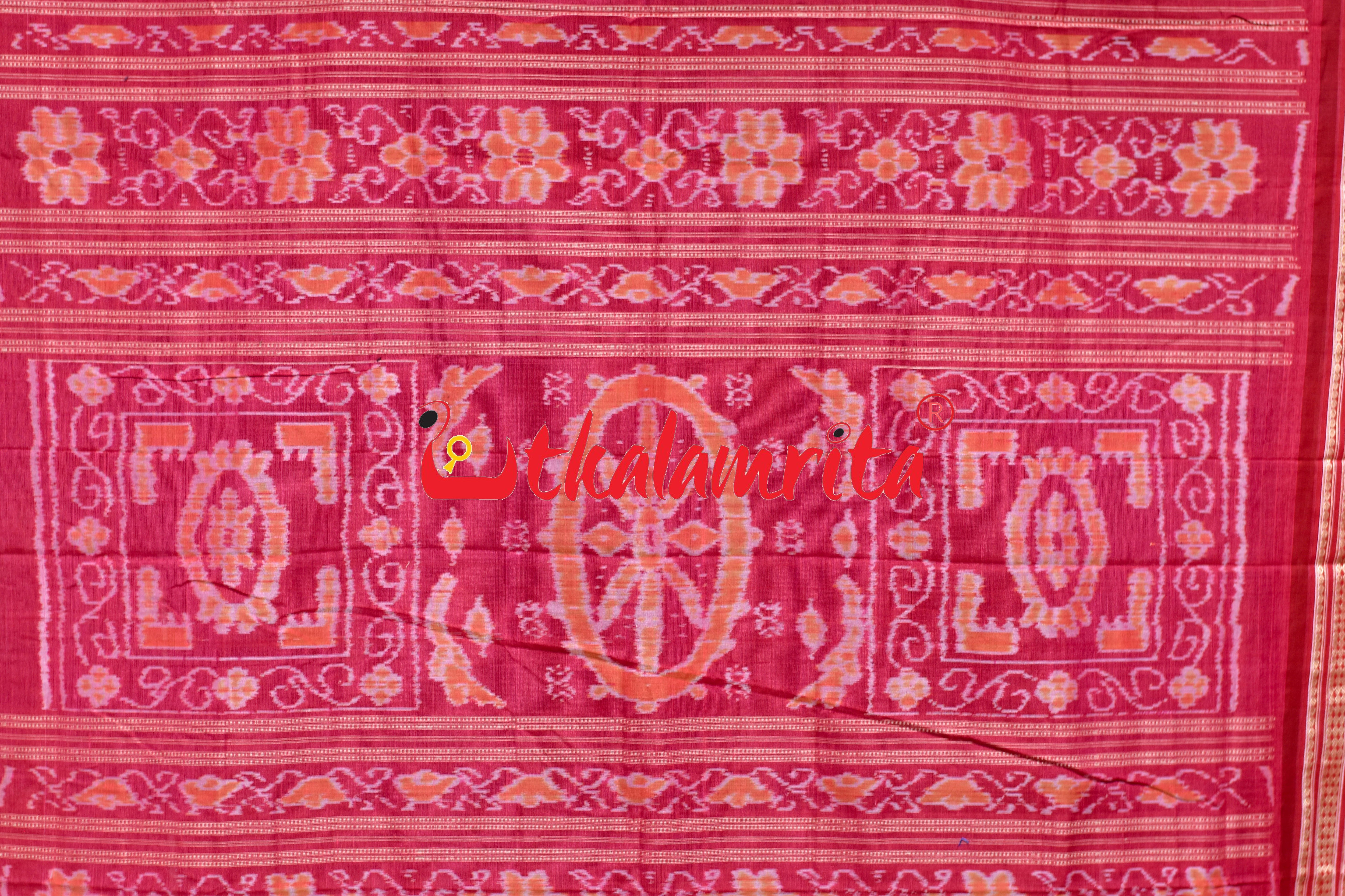 Black Red Buti Bomkai Cotton Saree