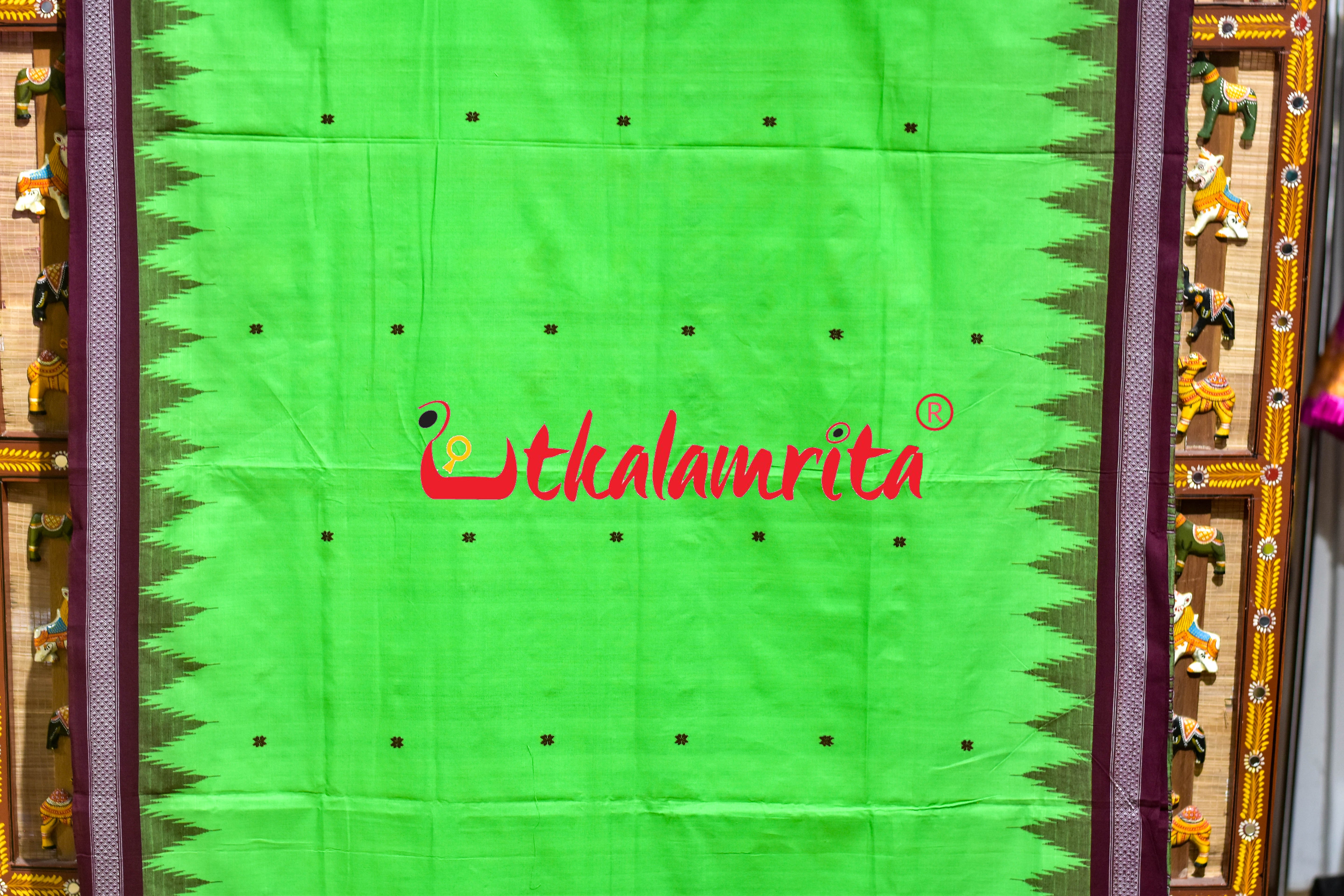 Green Black Original Ganjam Bomkai Cotton Saree