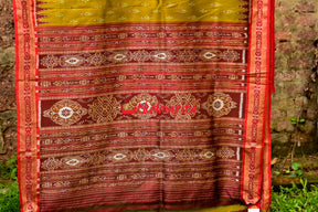 Mehndi Maroon Mayura Chandrika Khandua Silk Saree