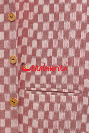 Checkerboard Pink White Ikat (Modi Jacket)