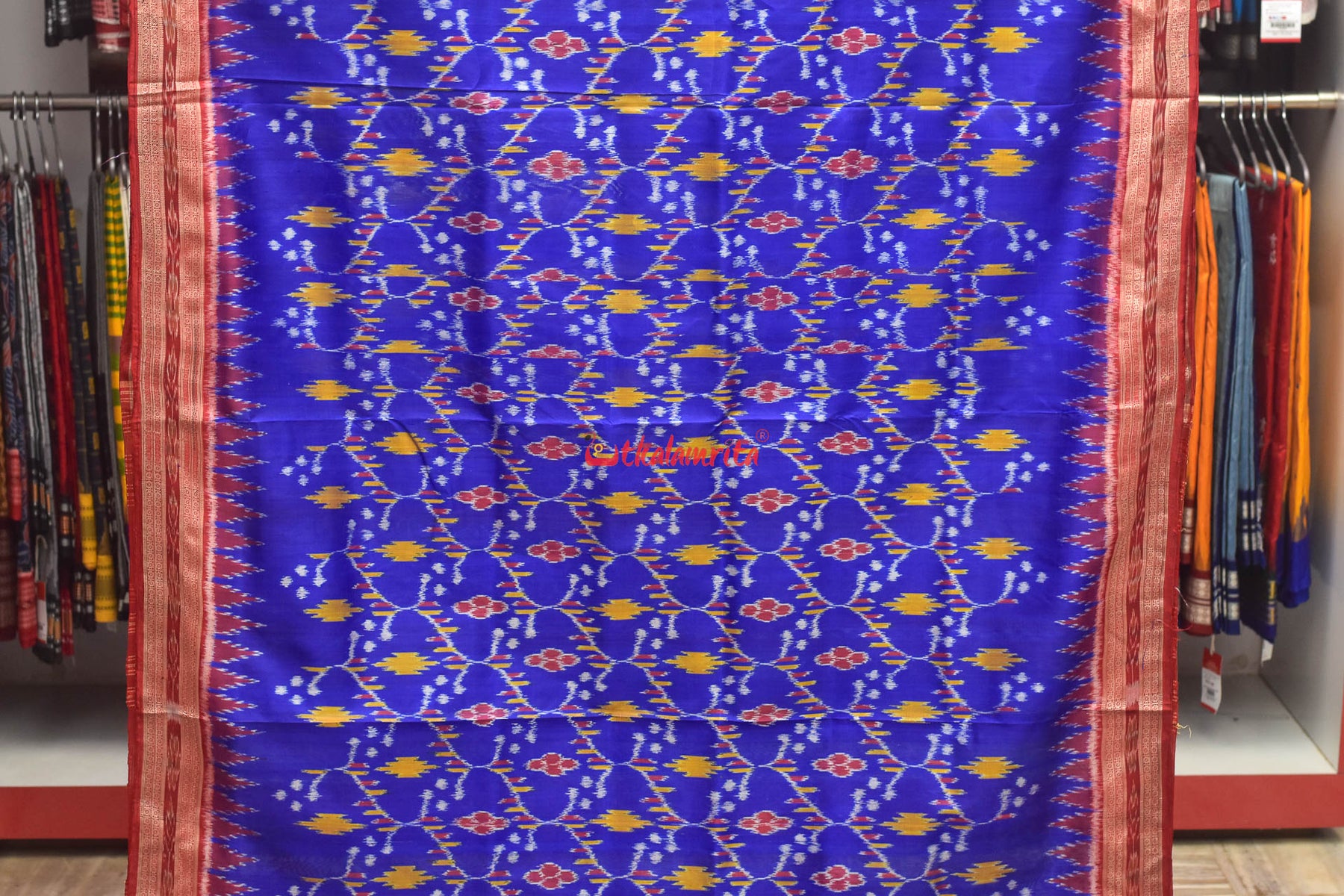 Blue Phula Tara Khandua Silk Saree