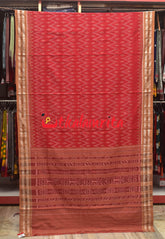 Rose Red Body Bandha Khandua Cotton Saree