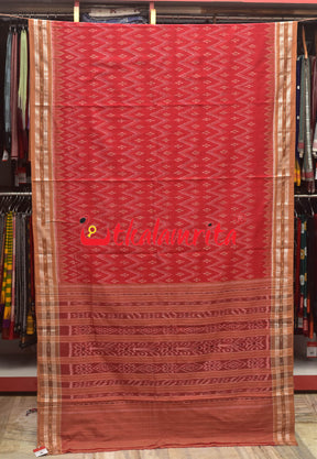 Rose Red Body Bandha Khandua Cotton Saree