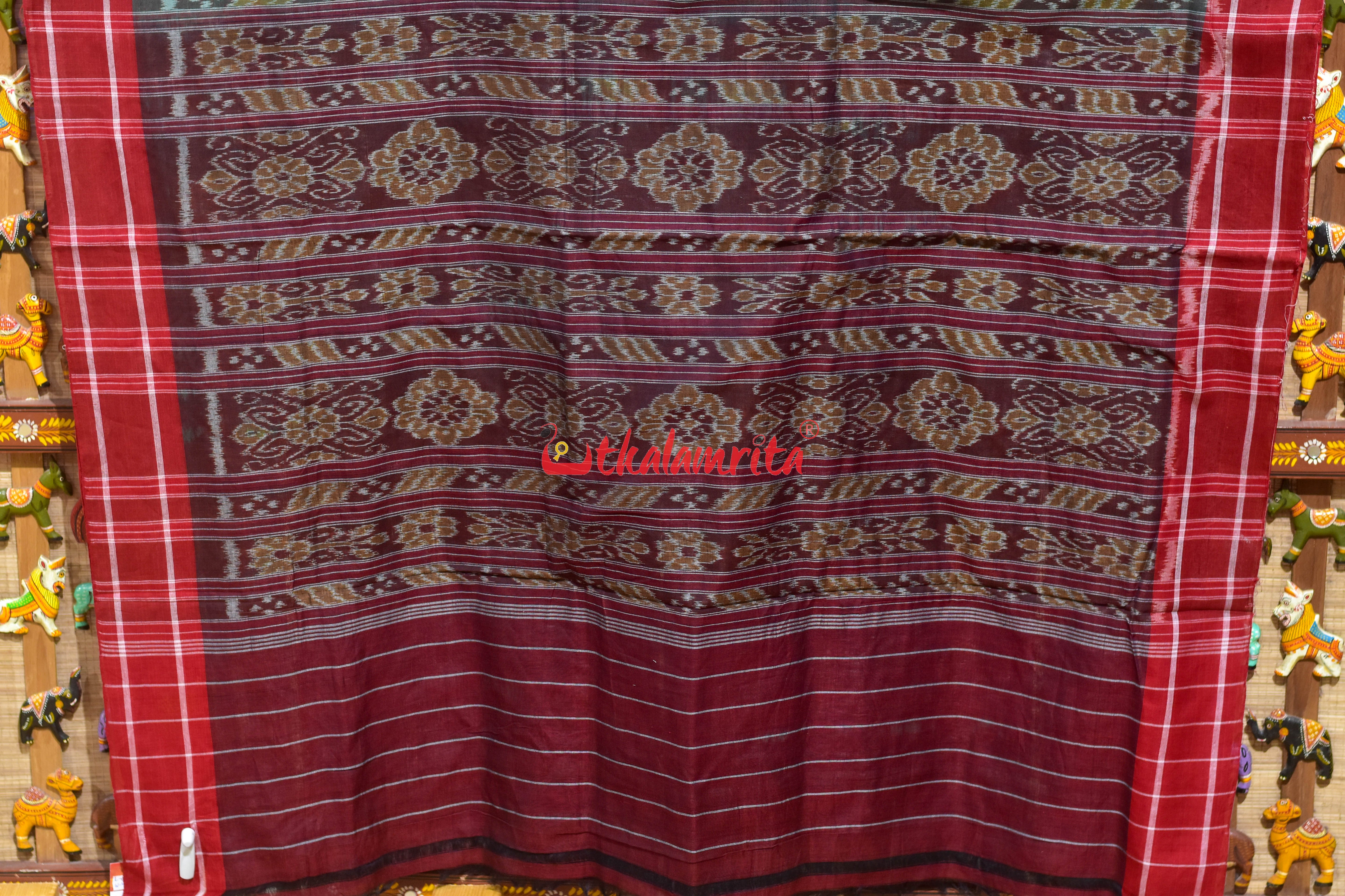 Green Sata Kothi Boita Khandua Cotton Saree