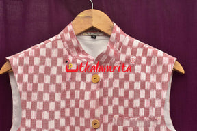 Checkerboard Pink White Ikat (Modi Jacket)