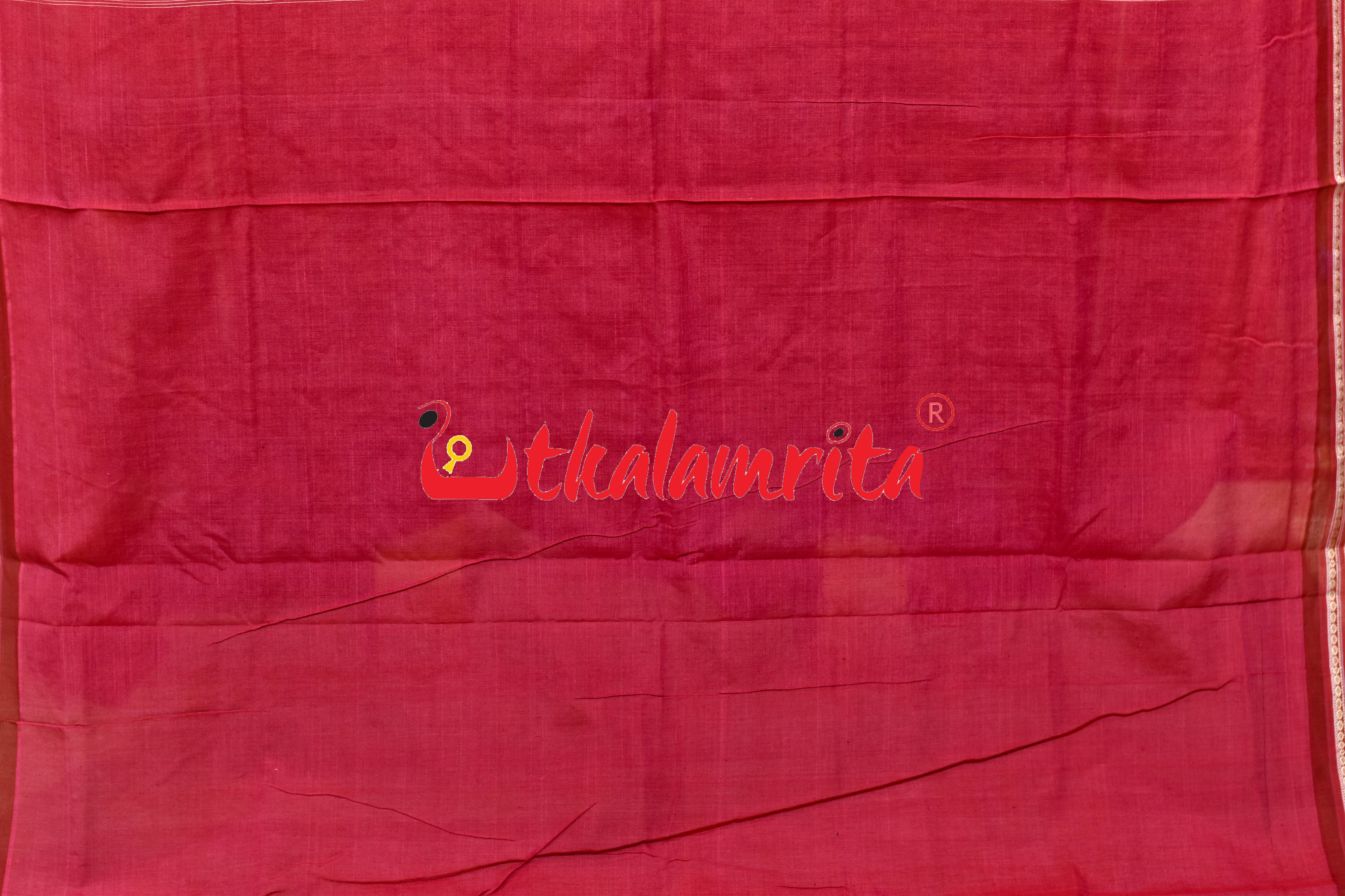 Black Red Buti Bomkai Cotton Saree