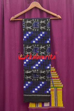 Pasapali Tribal Black Blue Sambalpuri Cotton Dress Set