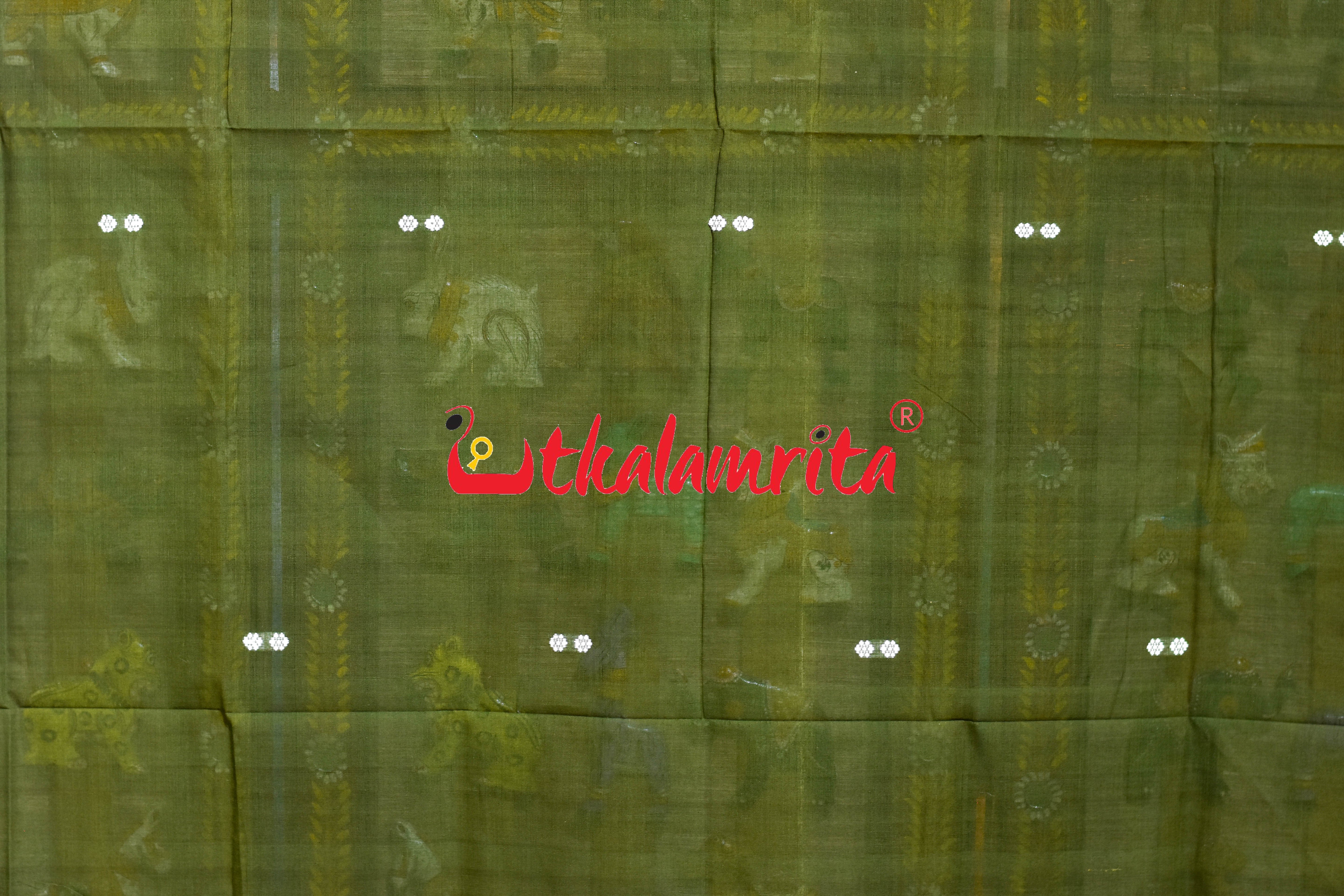 Mehendi Green Pittala Single Cotton (Dupatta)