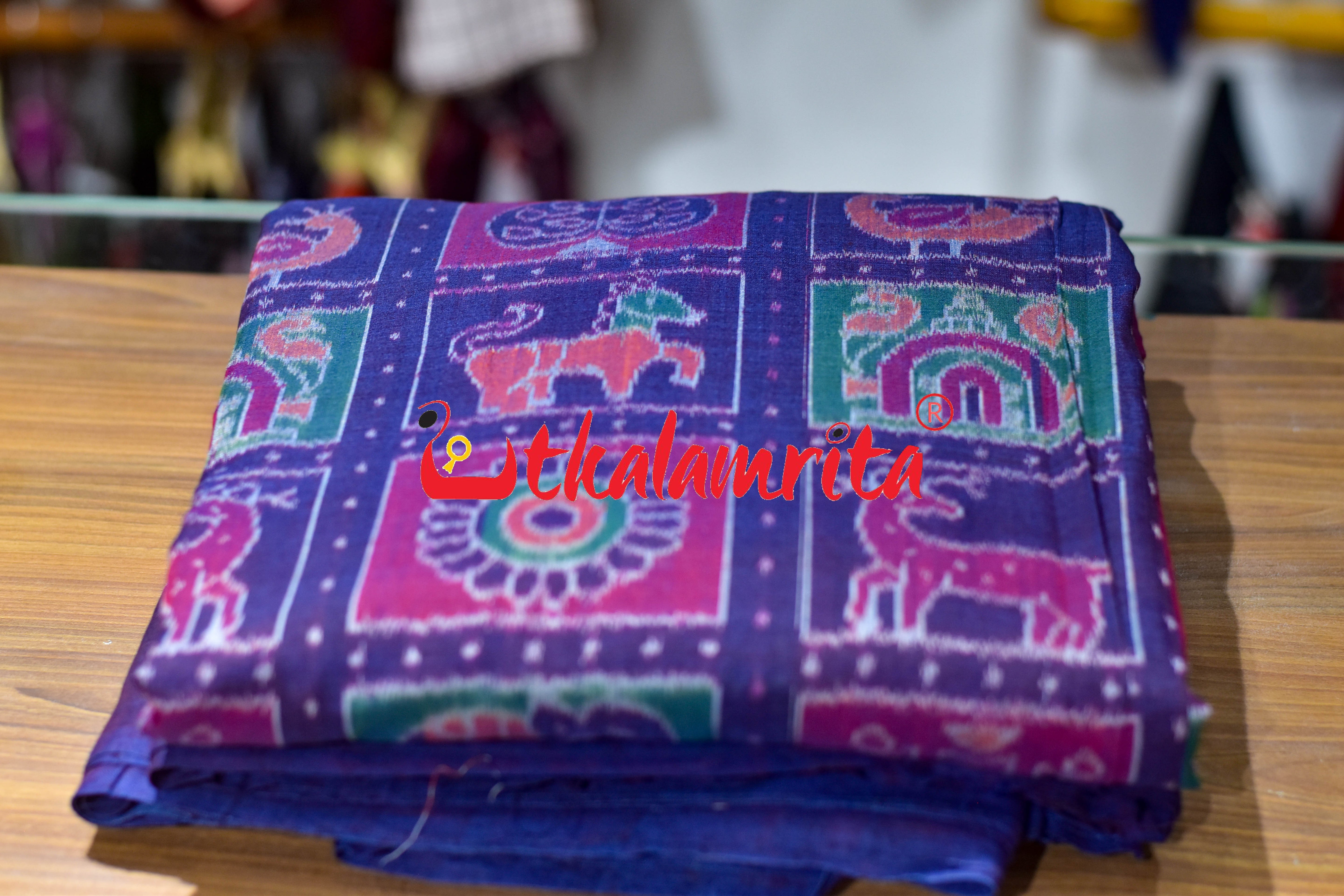 Dasakothi Blue Sambalpuri Cotton (Fabric)