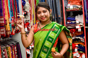 Light Neon Green Dhadi Doll Bomkai Silk Saree