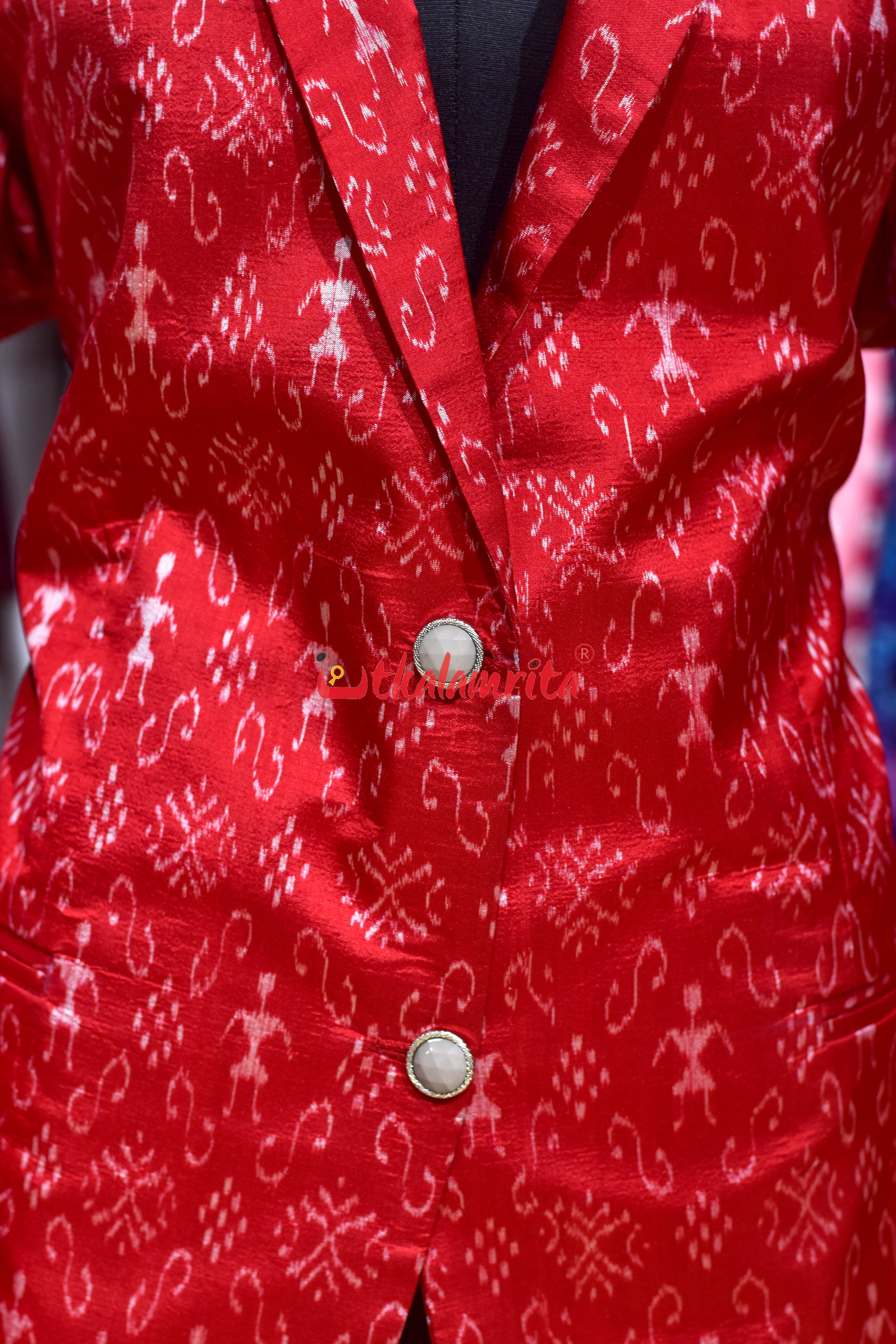 Red Tribals Sambalpuri Bandha Silk (Ladies' Blazer)