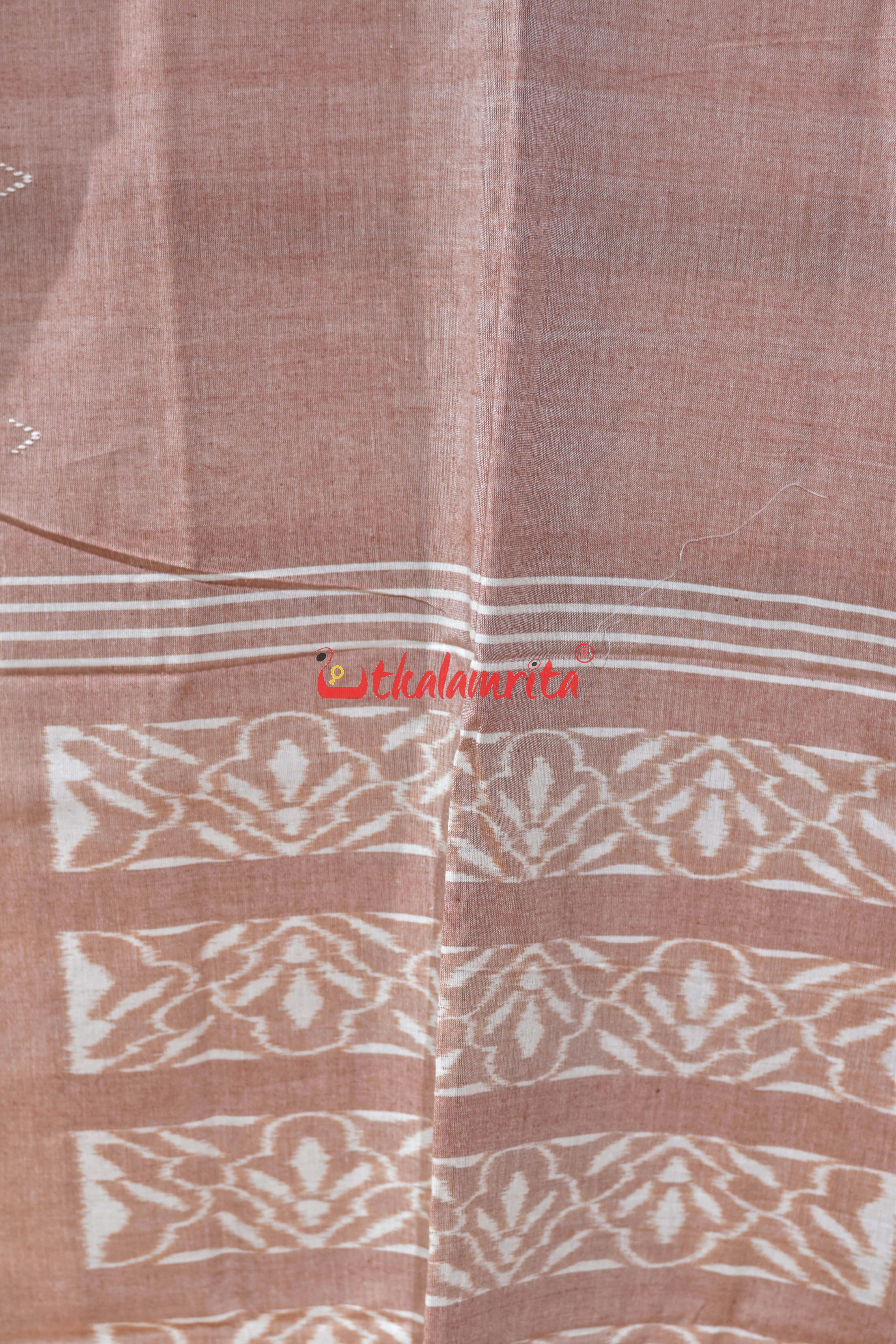 Peach Buti Designer Gol Thikiri Cotton Ikat (Stole)