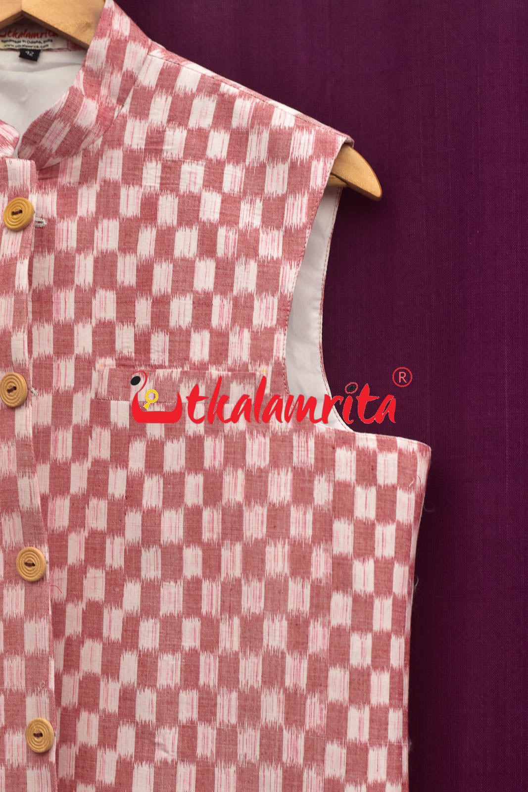 Checkerboard Pink White Ikat (Modi Jacket)