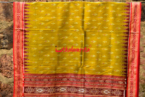 Mehndi Maroon Mayura Chandrika Khandua Silk Saree