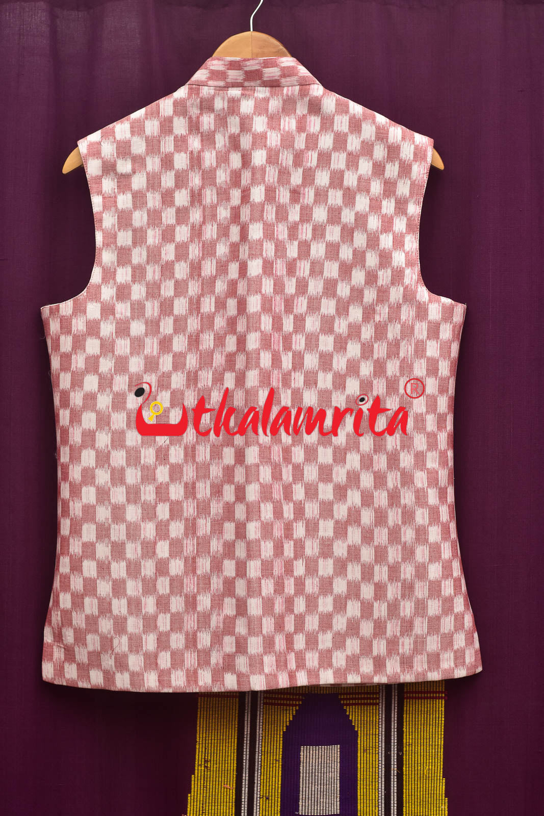 Checkerboard Pink White Ikat (Modi Jacket)