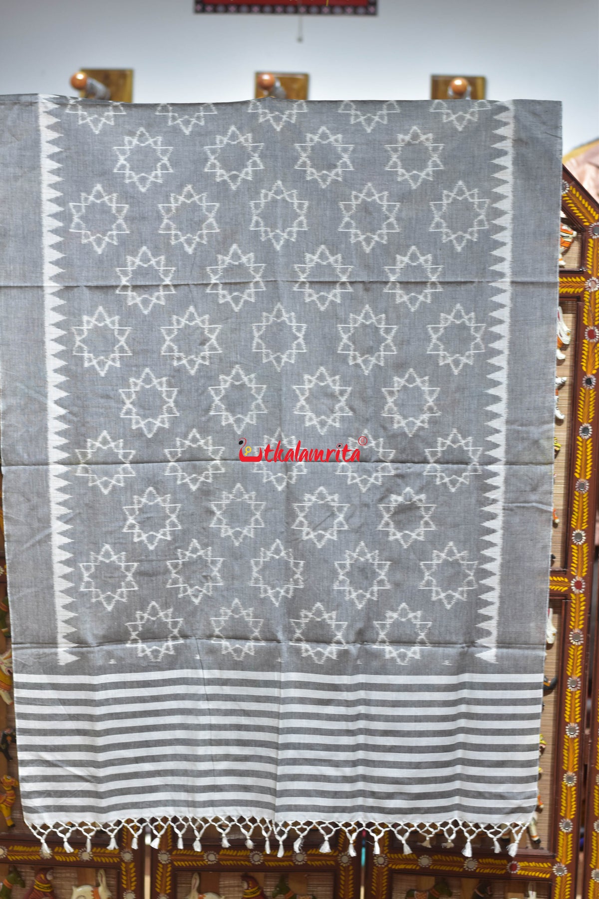 Grey Starry Maniabandha Cotton (Dupatta)