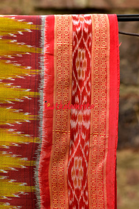 Mehndi Maroon Mayura Chandrika Khandua Silk Saree