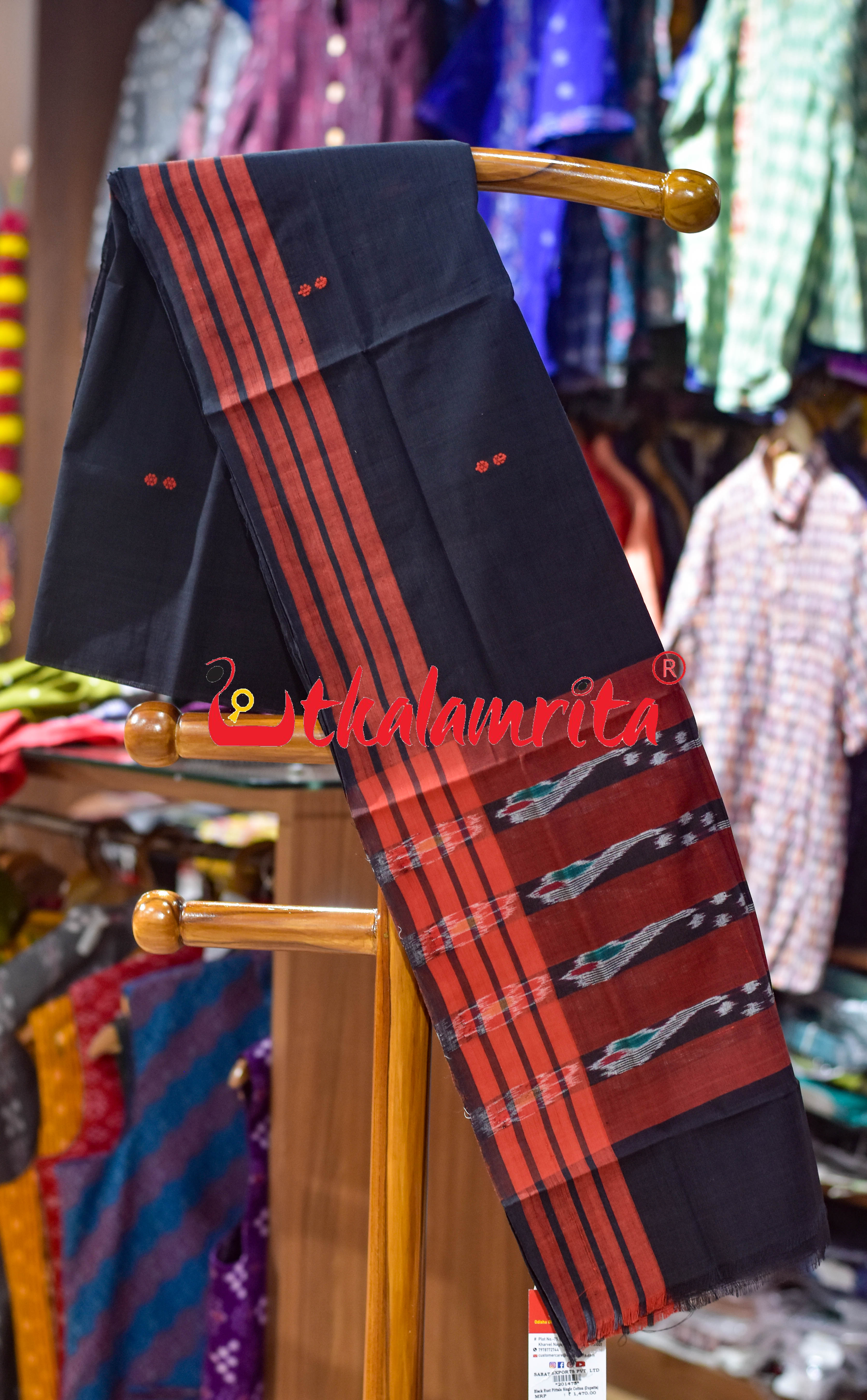 Black Rust Pittala Single Cotton (Dupatta)