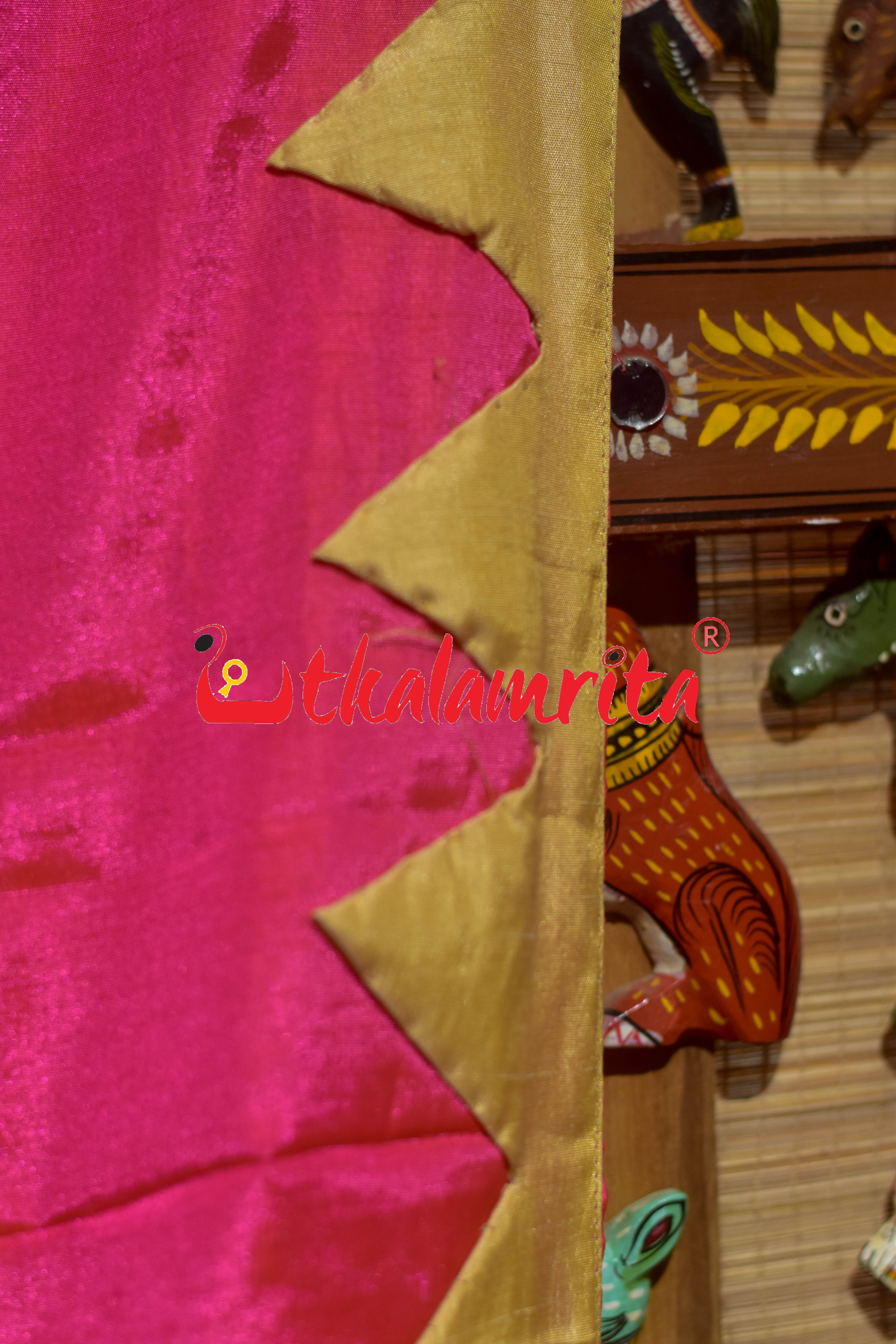 Pink Pipli Applique Mahalakhmi Designer Chiffon Saree