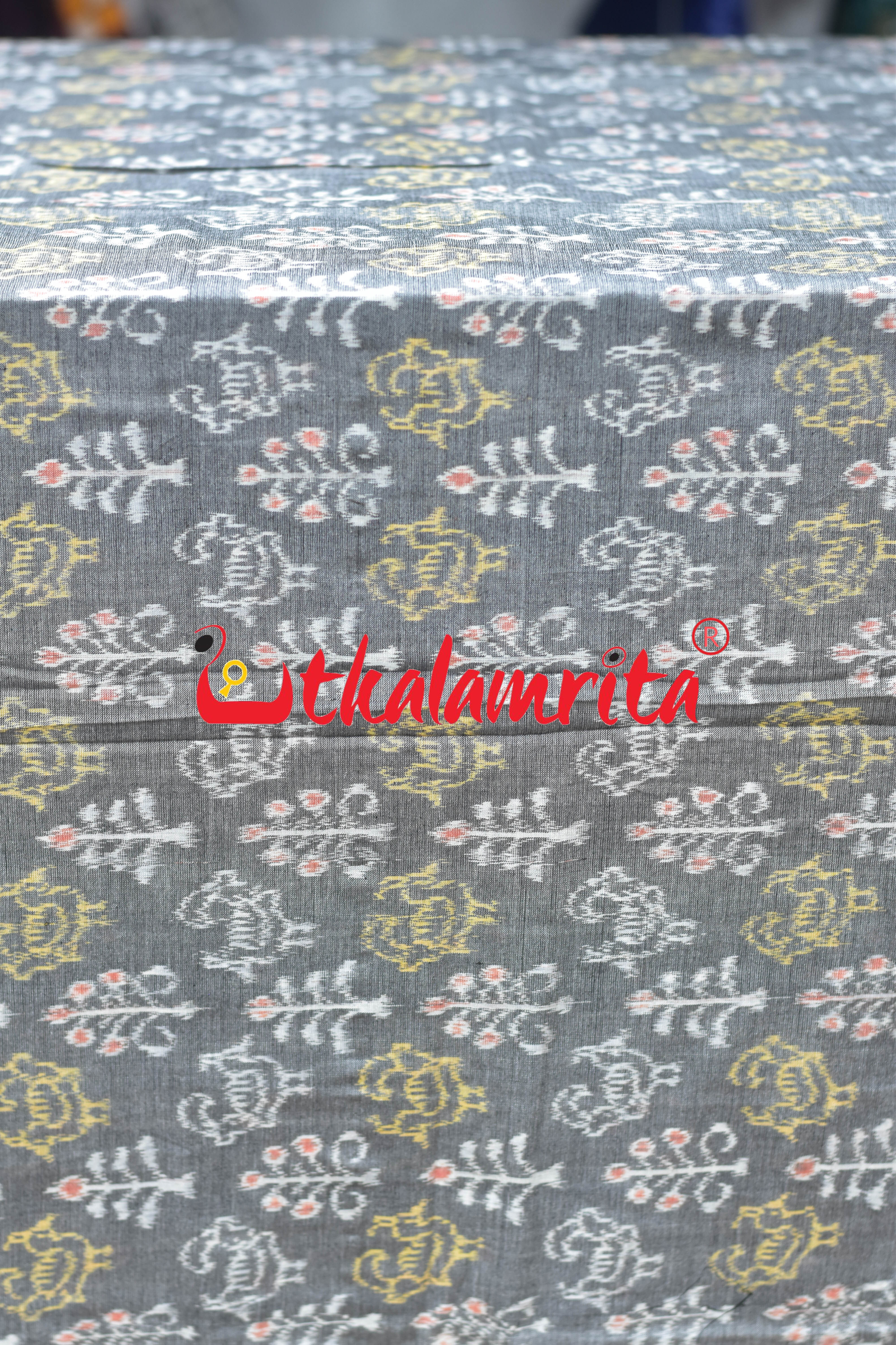Grey Bird Tree Sambalpuri Cotton (Fabric)