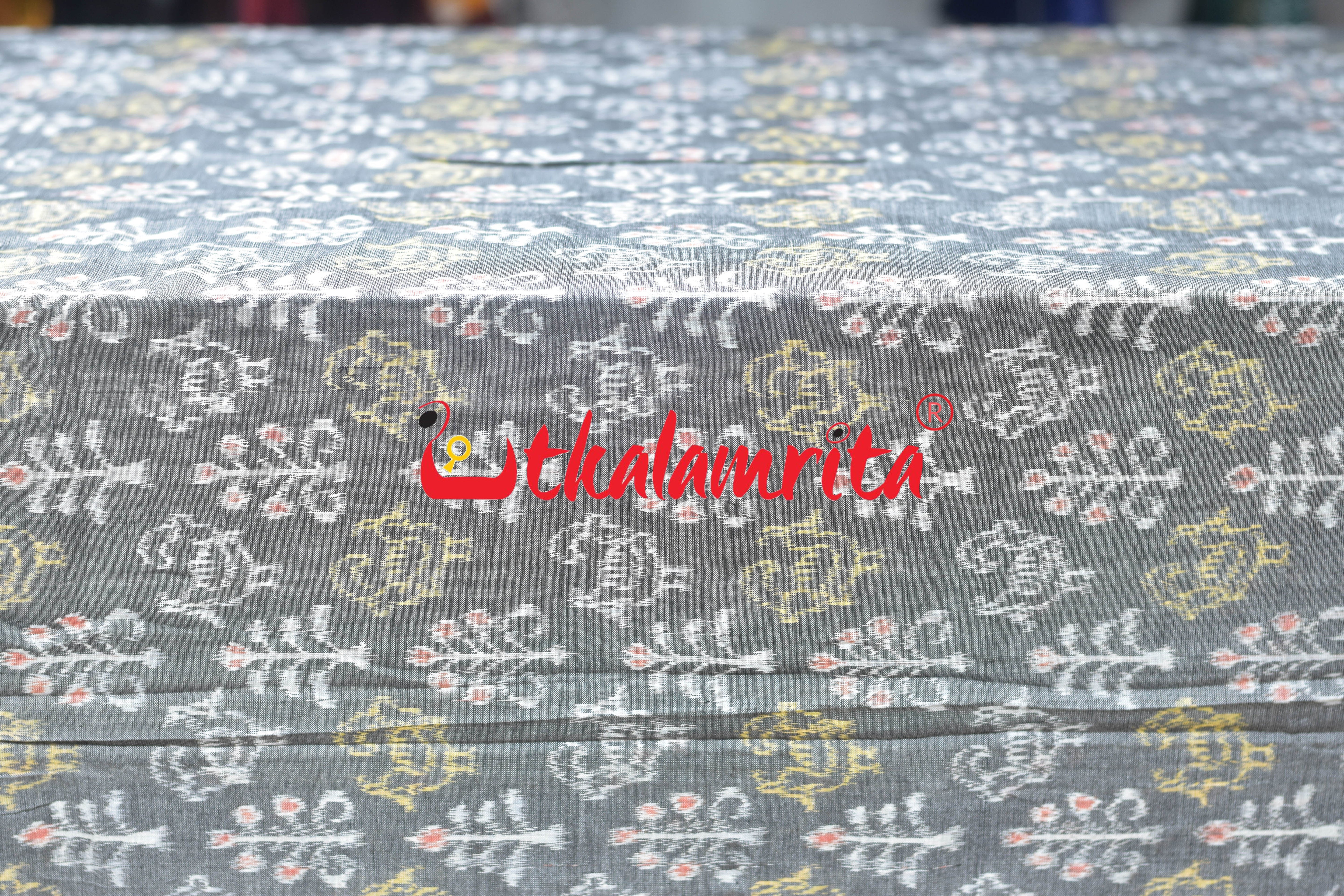 Grey Bird Tree Sambalpuri Cotton (Fabric)