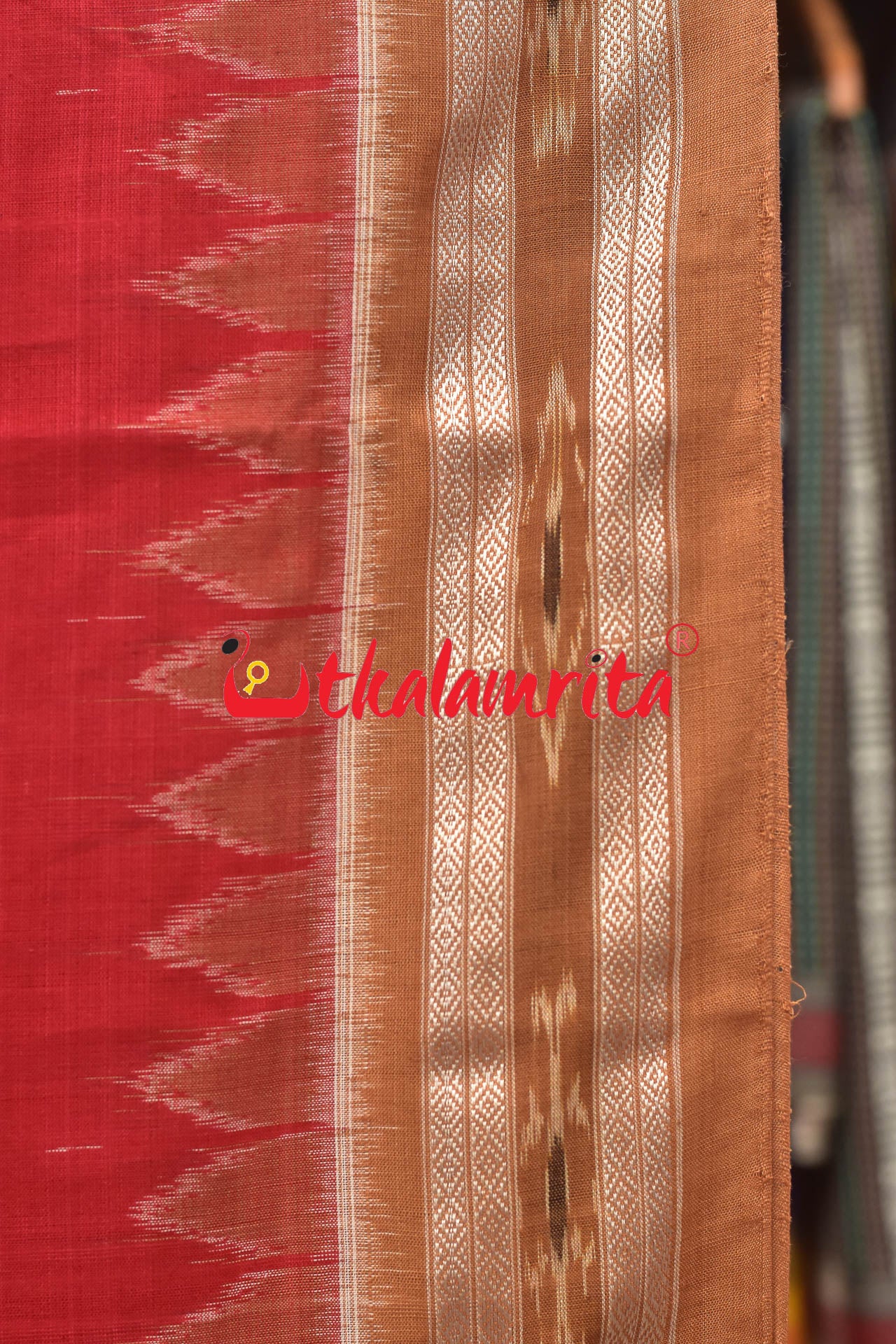 Rose Red Body Bandha Khandua Cotton Saree