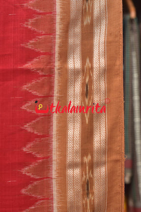 Rose Red Body Bandha Khandua Cotton Saree