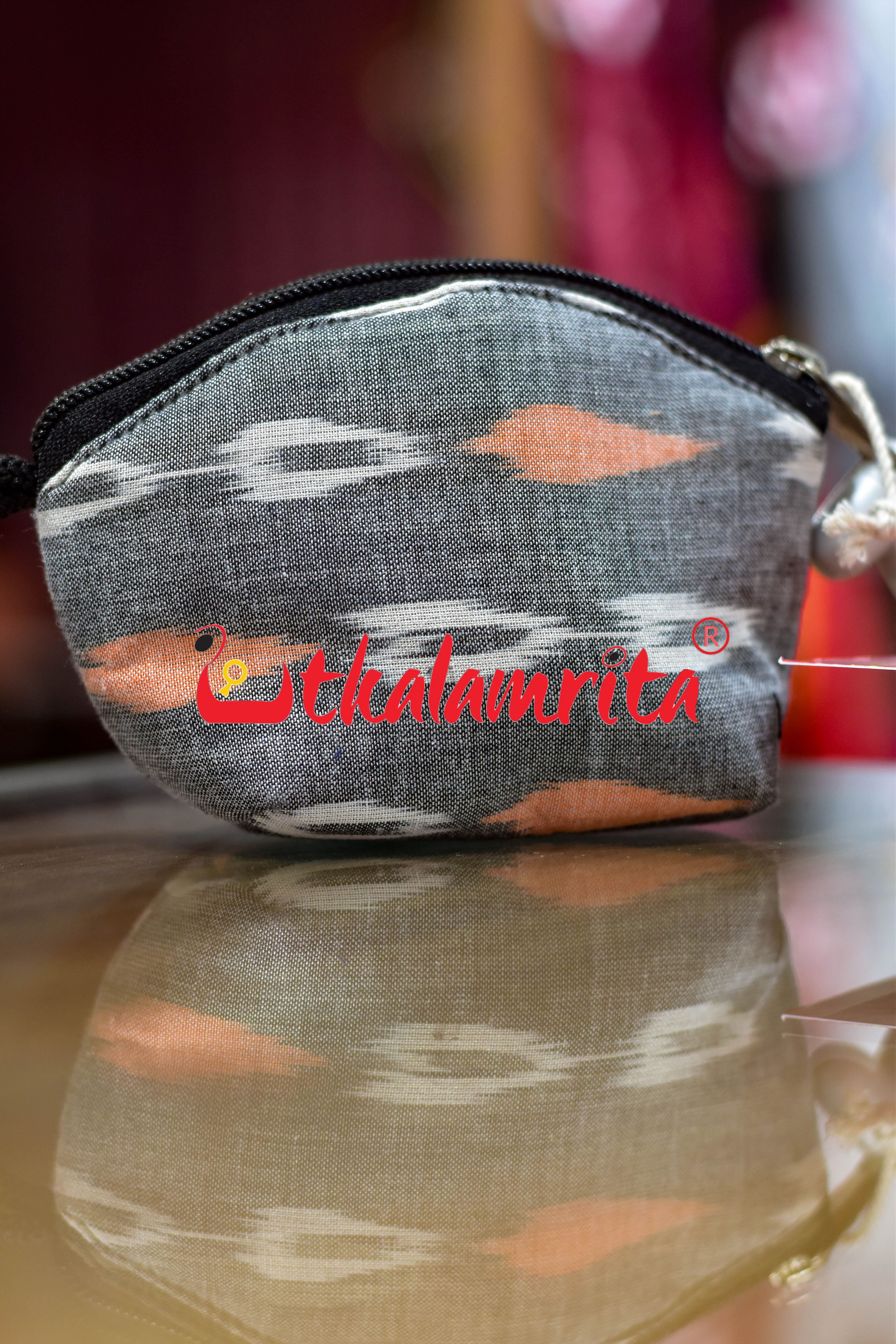 Grey Multi Dots Key Pouch